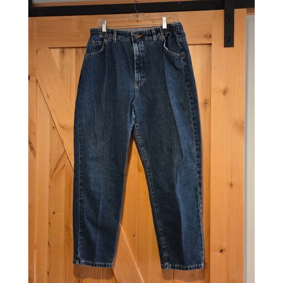 LL Bean Women's Double L Comfort Waist Size 32x28 Reg Jeans Blue Denim Hi-Rise - Picture 1 of 13